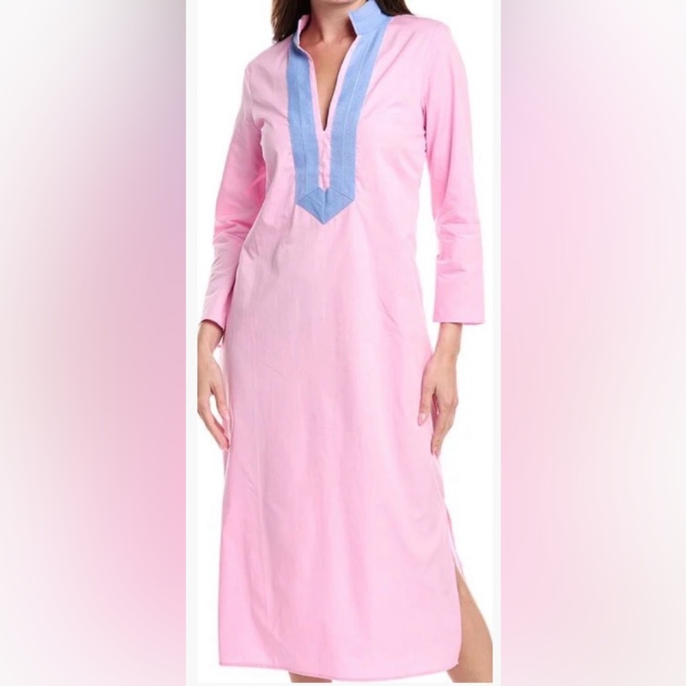 Sail to Sable Pink and Blue Long Sleeve Dress Caftan